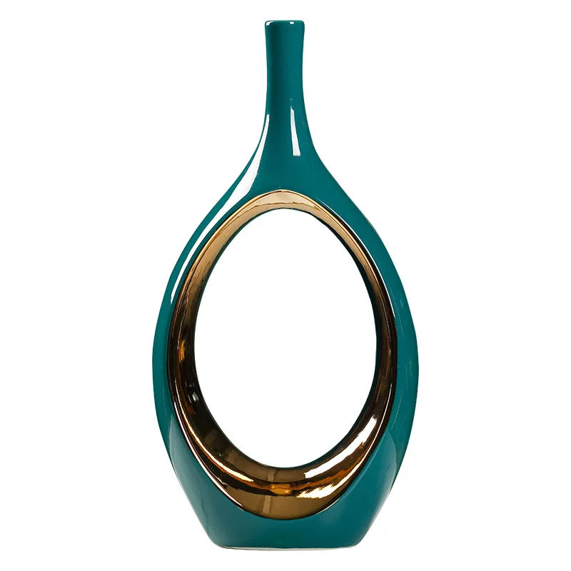 Dark Green Hollow Vase